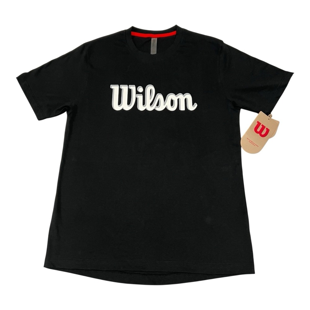 NWT Wilson Script Graphic Tee‎ Black Size Large Slim Fit Eco Cotton Shirt Unisex